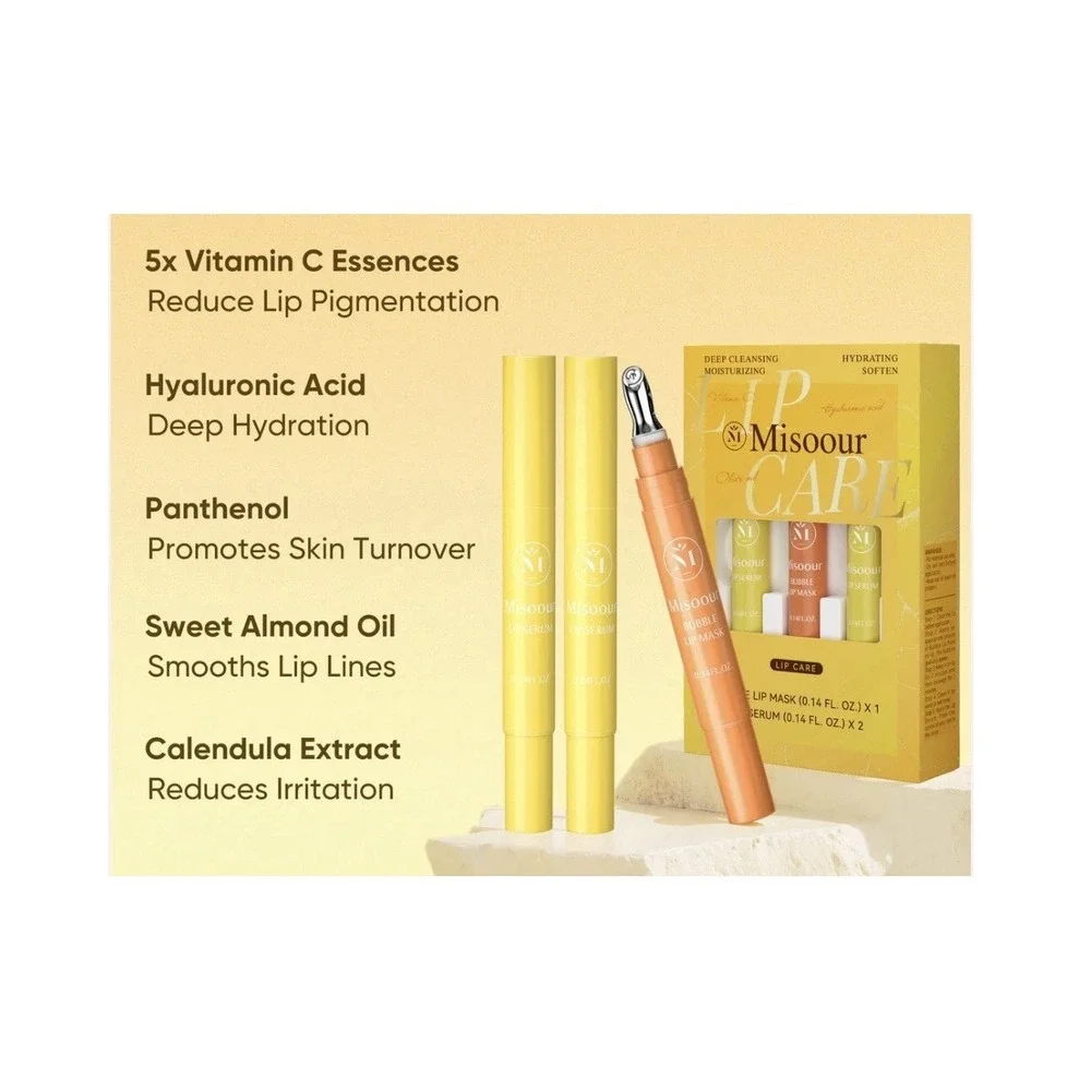 Misoour VC Lip Care Kit: Bubble Lip Mask + 2 Lip Serums 3 Pk 14 Oz Moisturizing
